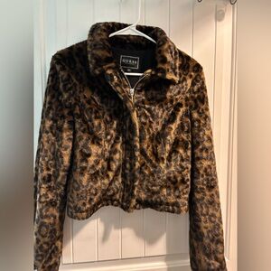 Guess Brown Teddy Jacket Faux Fur